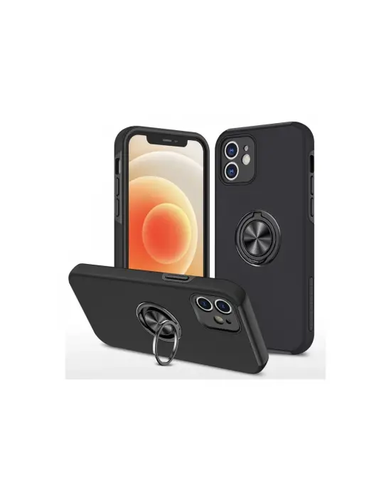 Apple İphone 12 Mini Kılıf Elit Yüzüklü Kapak - Siyah