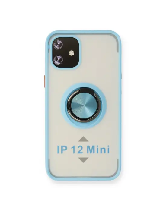 Apple İphone 12 Mini Kılıf Montreal Yüzüklü Silikon Kapak - Buz Mavi