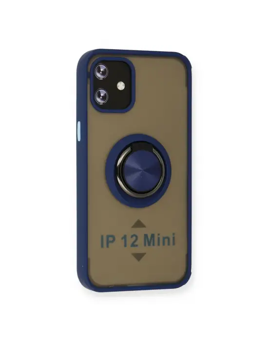 Apple İphone 12 Mini Kılıf Montreal Yüzüklü Silikon Kapak - Lacivert