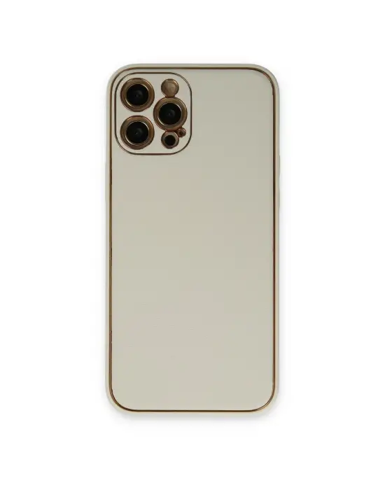 Apple İphone 12 Pro Kılıf Coco Deri Silikon Kapak - Beyaz