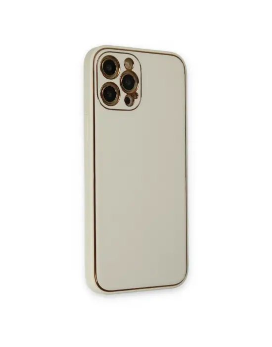 Apple İphone 12 Pro Kılıf Coco Deri Silikon Kapak - Beyaz