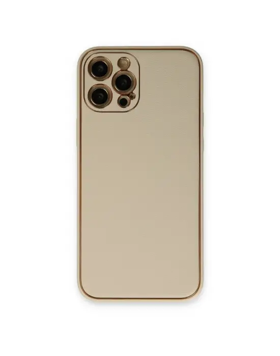 Apple İphone 12 Pro Kılıf Coco Deri Silikon Kapak - Gold