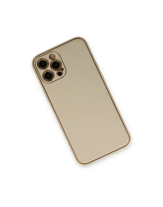 Apple İphone 12 Pro Kılıf Coco Deri Silikon Kapak - Gold