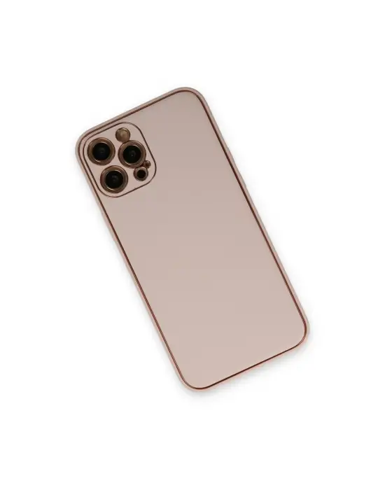 Apple İphone 12 Pro Kılıf Coco Deri Silikon Kapak - Pudra