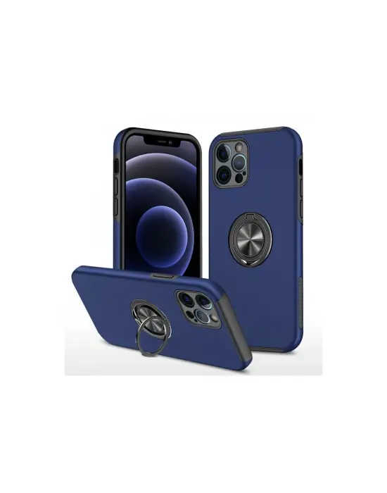 Apple İphone 12 Pro Kılıf Elit Yüzüklü Kapak - Lacivert