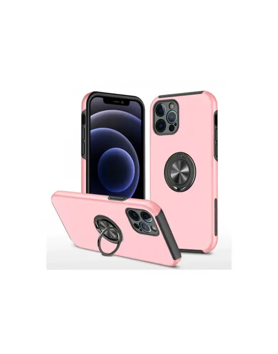 Apple İphone 12 Pro Kılıf Elit Yüzüklü Kapak - Pembe