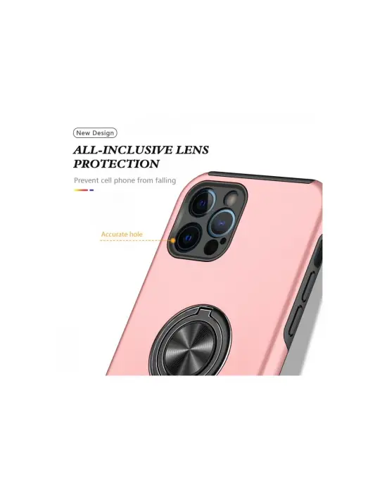 Apple İphone 12 Pro Kılıf Elit Yüzüklü Kapak - Pembe