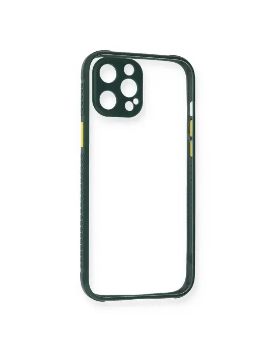 Apple İphone 12 Pro Kılıf Miami Şeffaf Silikon - Koyu Yeşil