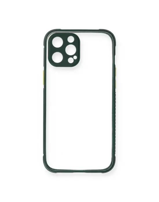 Apple İphone 12 Pro Kılıf Miami Şeffaf Silikon - Koyu Yeşil