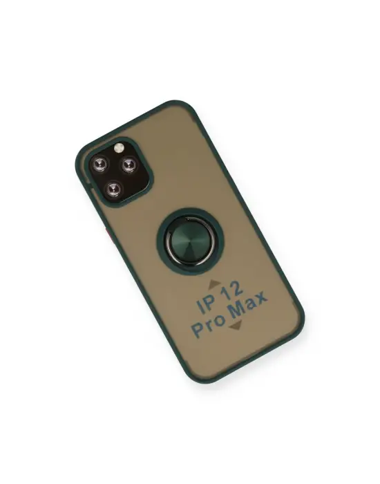 Apple İphone 12 Pro Kılıf Montreal Yüzüklü Silikon Kapak - Yeşil