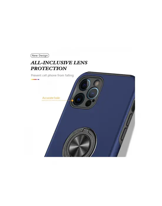 Apple İphone 12 Pro Max Kılıf Elit Yüzüklü Kapak - Lacivert