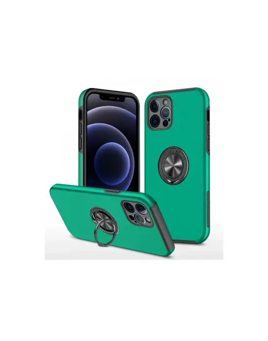 Apple İphone 12 Pro Max Kılıf Elit Yüzüklü Kapak - Yeşil