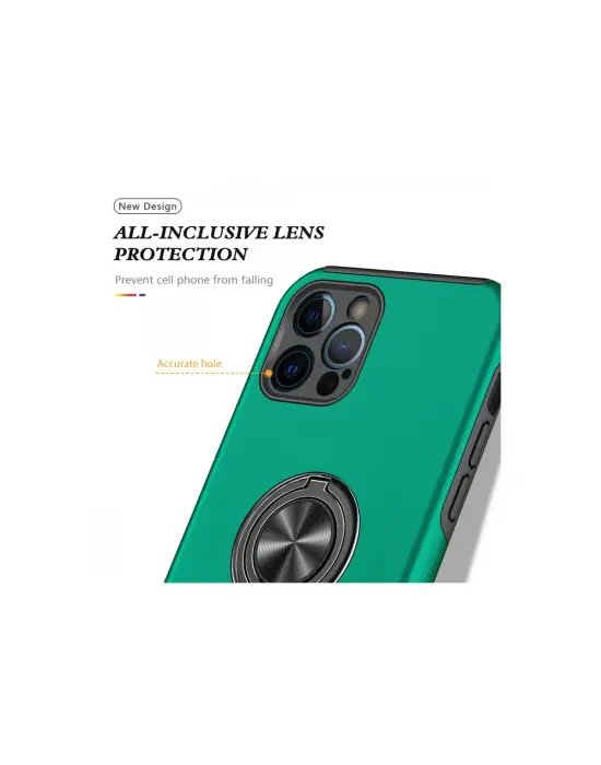 Apple İphone 12 Pro Max Kılıf Elit Yüzüklü Kapak - Yeşil