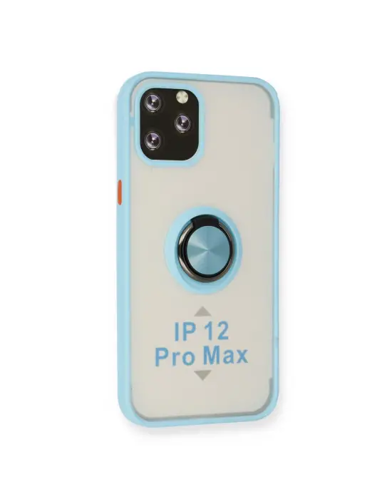 Apple İphone 12 Pro Max Kılıf Montreal Yüzüklü Silikon Kapak - Buz Mavi