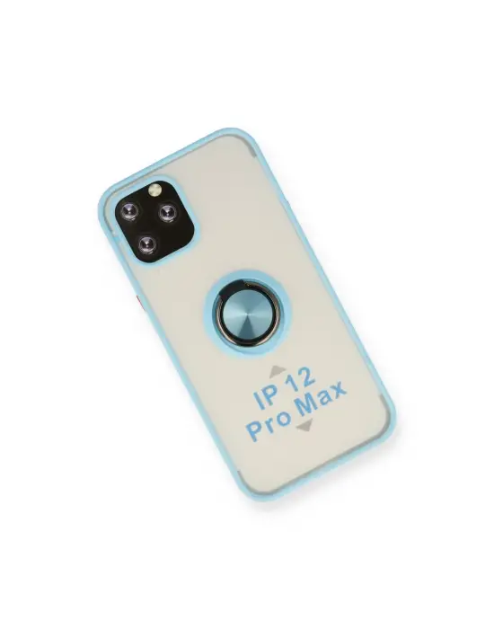 Apple İphone 12 Pro Max Kılıf Montreal Yüzüklü Silikon Kapak - Buz Mavi