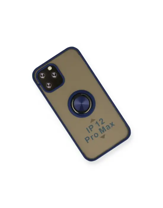 Apple İphone 12 Pro Max Kılıf Montreal Yüzüklü Silikon Kapak - Lacivert