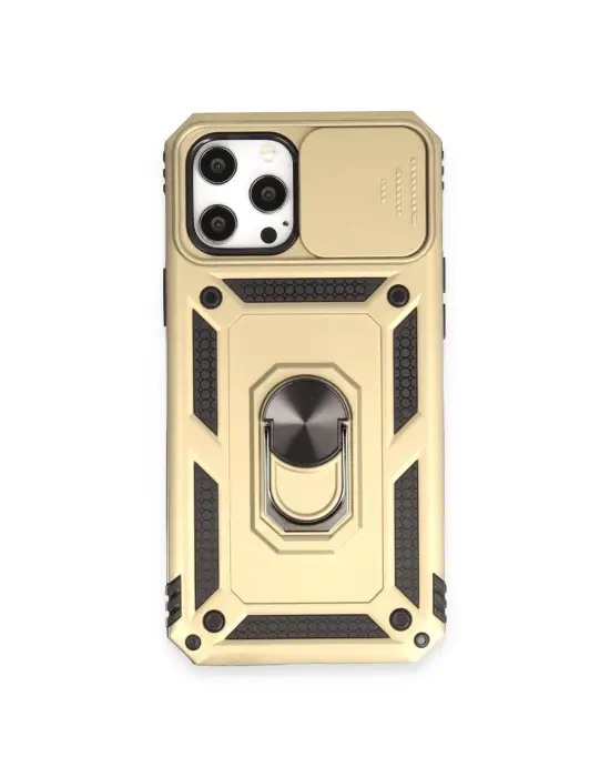 Apple İphone 12 Pro Max Kılıf Pars Lens Yüzüklü Silikon - Gold