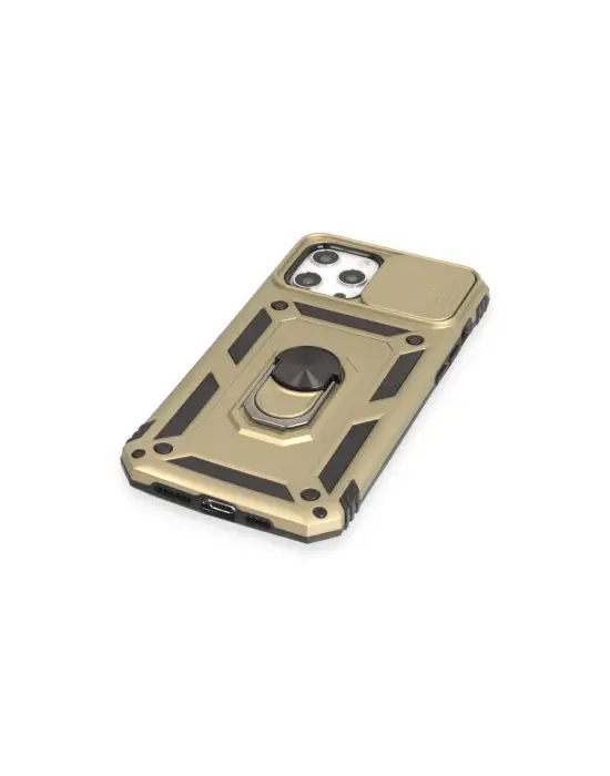 Apple İphone 12 Pro Max Kılıf Pars Lens Yüzüklü Silikon - Gold