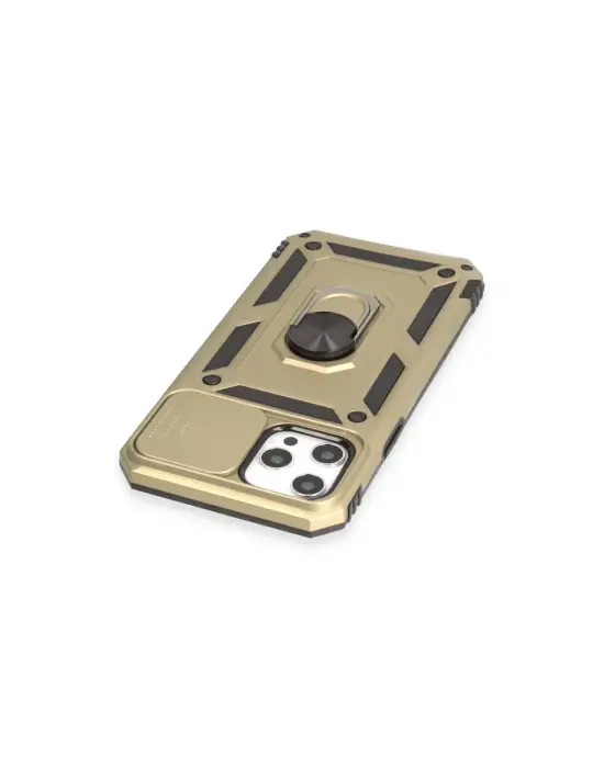 Apple İphone 12 Pro Max Kılıf Pars Lens Yüzüklü Silikon - Gold