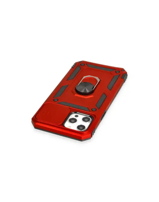Apple İphone 12 Pro Max Kılıf Pars Lens Yüzüklü Silikon - Kırmızı
