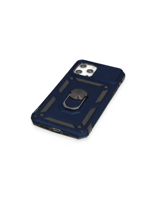 Apple İphone 12 Pro Max Kılıf Pars Lens Yüzüklü Silikon - Lacivert