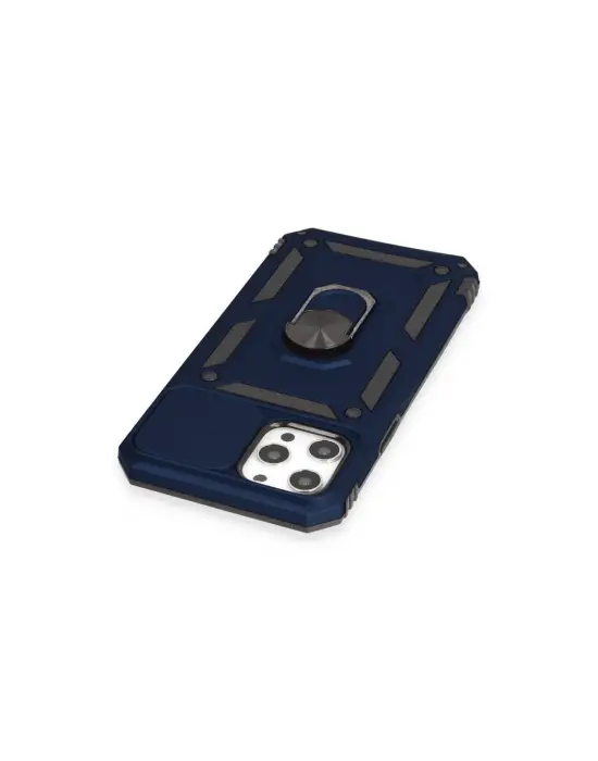 Apple İphone 12 Pro Max Kılıf Pars Lens Yüzüklü Silikon - Lacivert