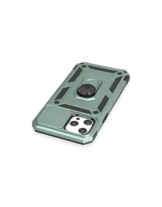 Apple İphone 12 Pro Max Kılıf Pars Lens Yüzüklü Silikon - Yeşil