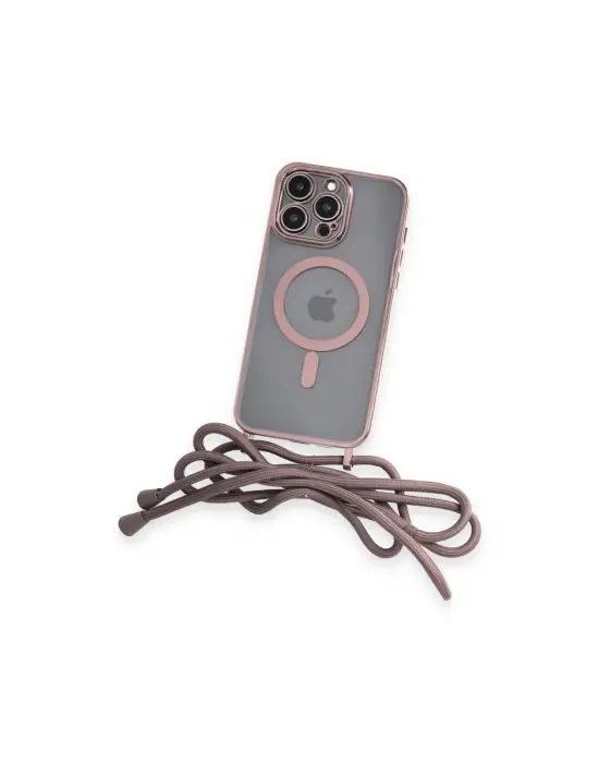 Apple İphone 13 Pro Max Kılıf Divo Lazer Askılı Magsafe Kapak - Pembe