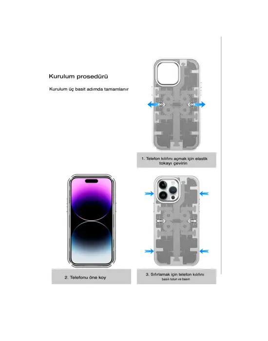Apple İphone 13 Pro Max Kılıf Mekanik Bumper Kapak - Mavi