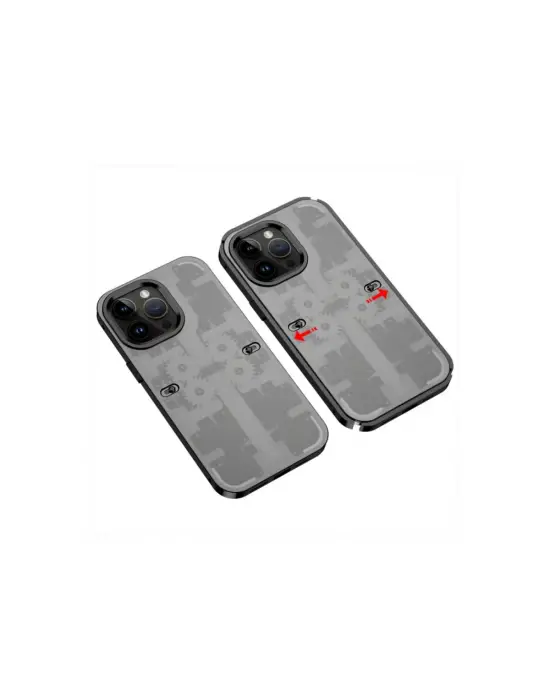 Apple İphone 13 Pro Max Kılıf Mekanik Bumper Kapak - Siyah