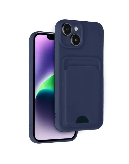 Apple İphone 14 Kılıf Kelvin Kartvizitli Silikon - Lacivert