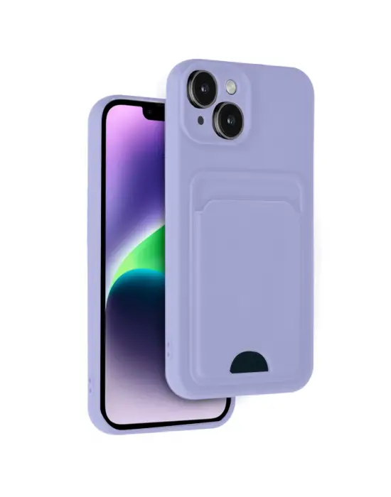 Apple İphone 14 Kılıf Kelvin Kartvizitli Silikon - Lila