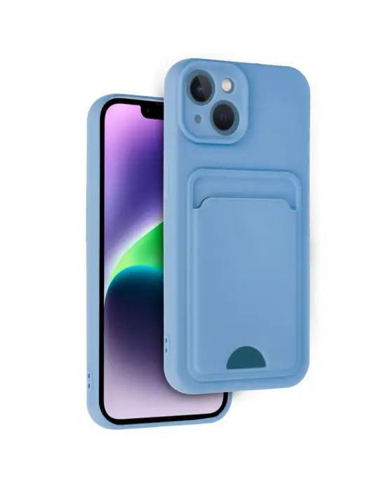 Apple İphone 14 Kılıf Kelvin Kartvizitli Silikon - Mavi