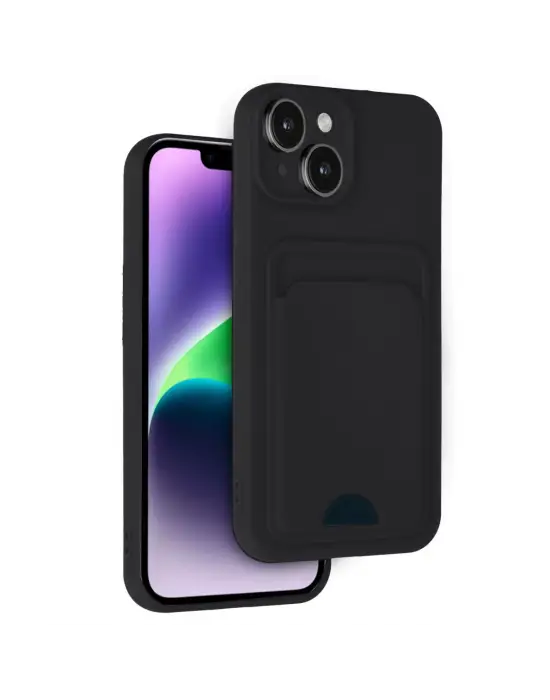 Apple İphone 14 Kılıf Kelvin Kartvizitli Silikon - Siyah