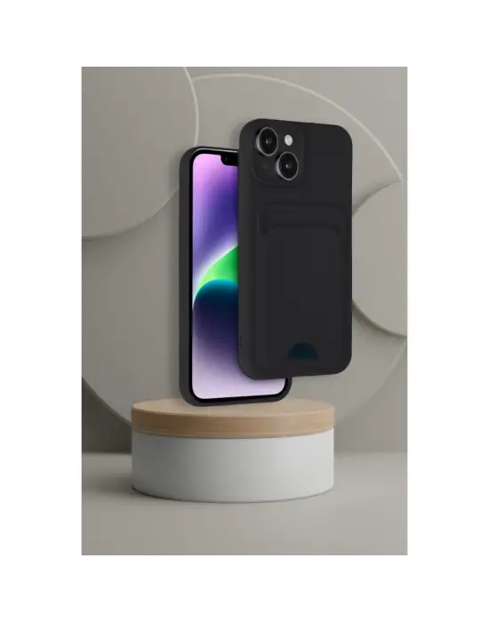 Apple İphone 14 Kılıf Kelvin Kartvizitli Silikon - Siyah