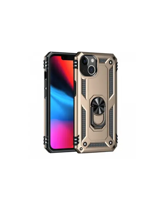 Apple İphone 14 Kılıf Sofya Yüzüklü Silikon Kapak - Gold