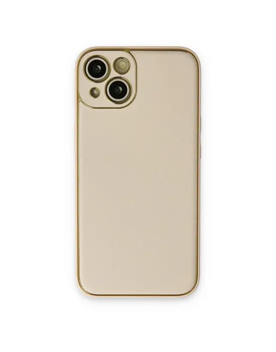 Apple İphone 14 Plus Kılıf Coco Deri Silikon Kapak - Gold