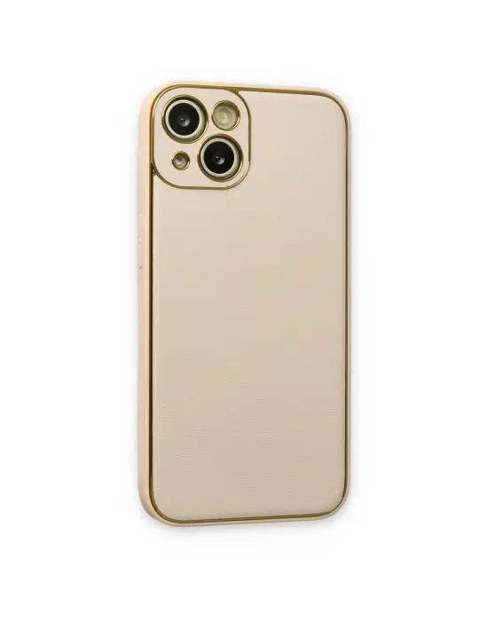 Apple İphone 14 Plus Kılıf Coco Deri Silikon Kapak - Gold