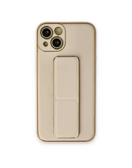 Apple İphone 14 Plus Kılıf Coco Deri Standlı Kapak - Gold