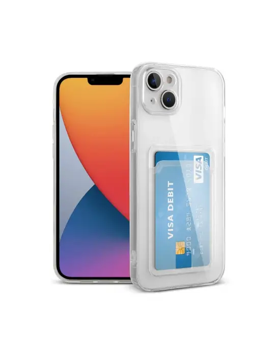 Apple İphone 14 Plus Kılıf Kart Şeffaf Silikon - Şeffaf