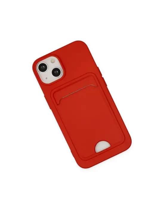 Apple İphone 14 Plus Kılıf Kelvin Kartvizitli Silikon - Kırmızı