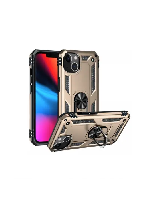 Apple İphone 14 Plus Kılıf Sofya Yüzüklü Silikon Kapak - Gold