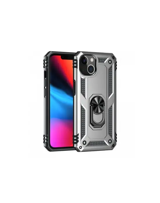 Apple İphone 14 Plus Kılıf Sofya Yüzüklü Silikon Kapak - Gümüş