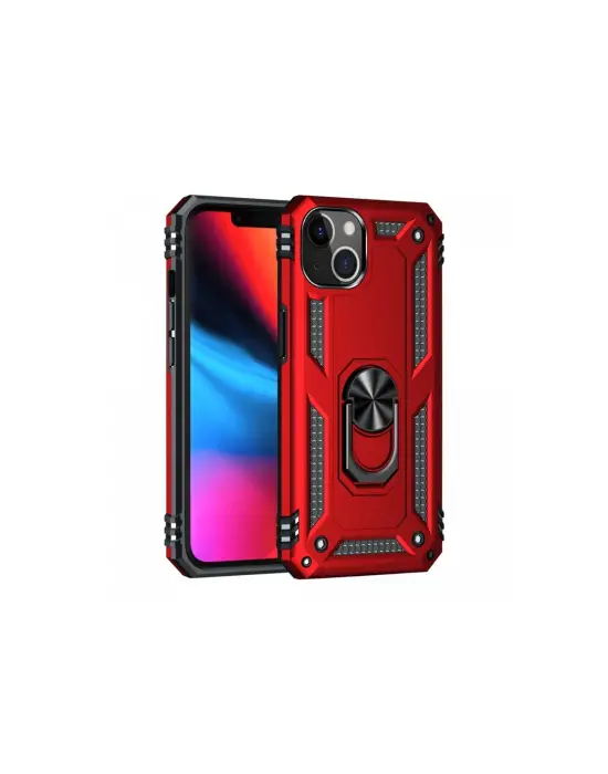 Apple İphone 14 Plus Kılıf Sofya Yüzüklü Silikon Kapak - Kırmızı