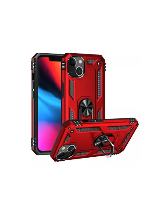 Apple İphone 14 Plus Kılıf Sofya Yüzüklü Silikon Kapak - Kırmızı