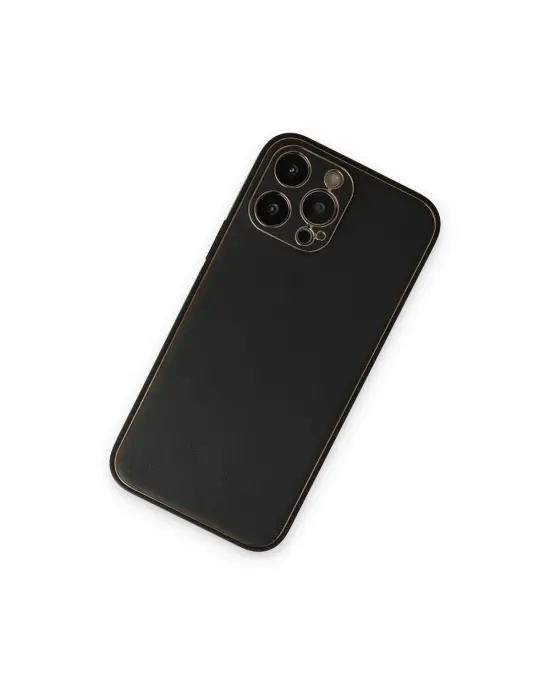 Apple İphone 14 Pro Kılıf Coco Deri Silikon Kapak - Siyah