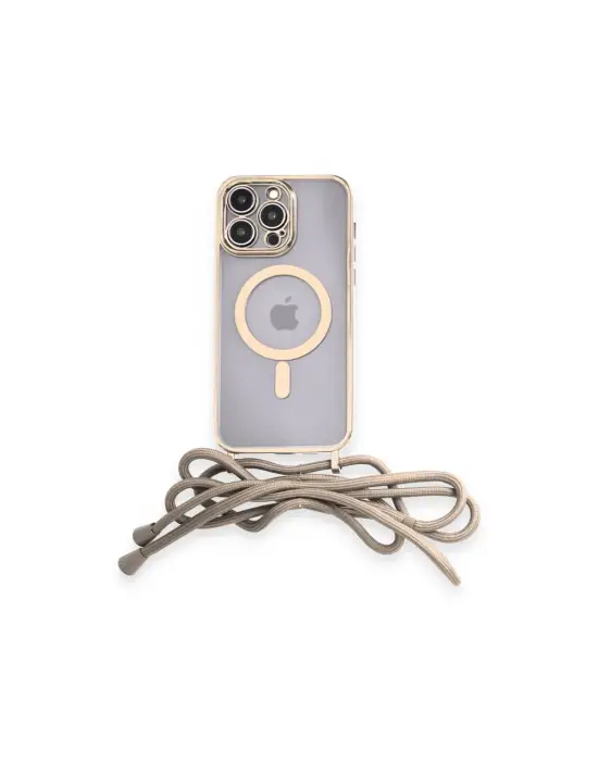 Apple İphone 14 Pro Kılıf Divo Lazer Askılı Magsafe Kapak - Gold