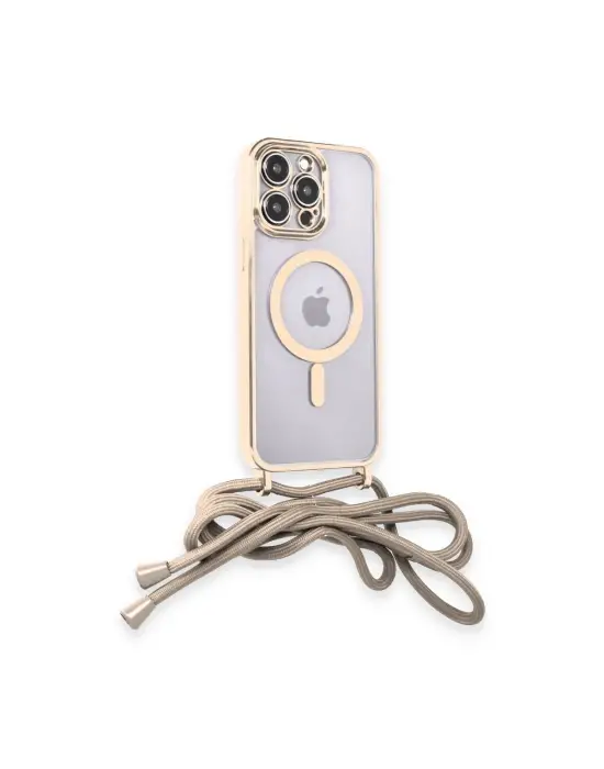 Apple İphone 14 Pro Kılıf Divo Lazer Askılı Magsafe Kapak - Gold