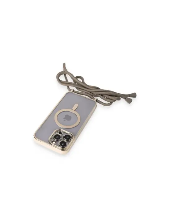 Apple İphone 14 Pro Kılıf Divo Lazer Askılı Magsafe Kapak - Gold
