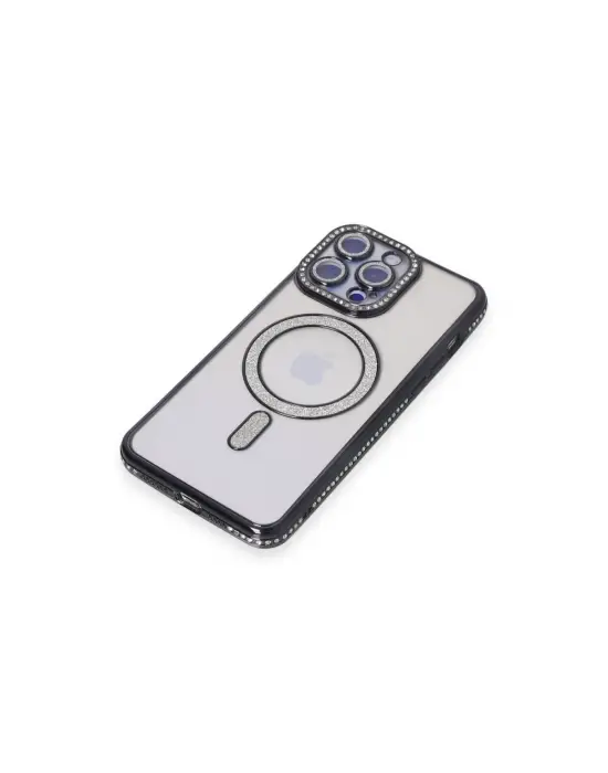 Apple İphone 14 Pro Kılıf Joke Simli Magneticsafe Kılıf - Siyah